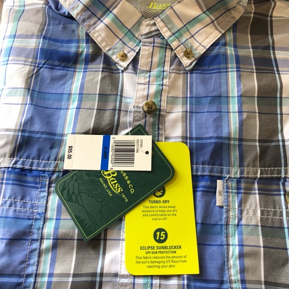 G.H. Bass Short Sleeve Turbo Dry Sun Blocker Button Down Shirt XL New with Tags - Picture 4 of 8